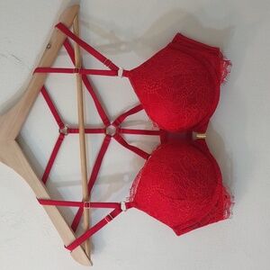 Victoria's Secret Bombshell Red Padded Push Up Bra Red Size 36A